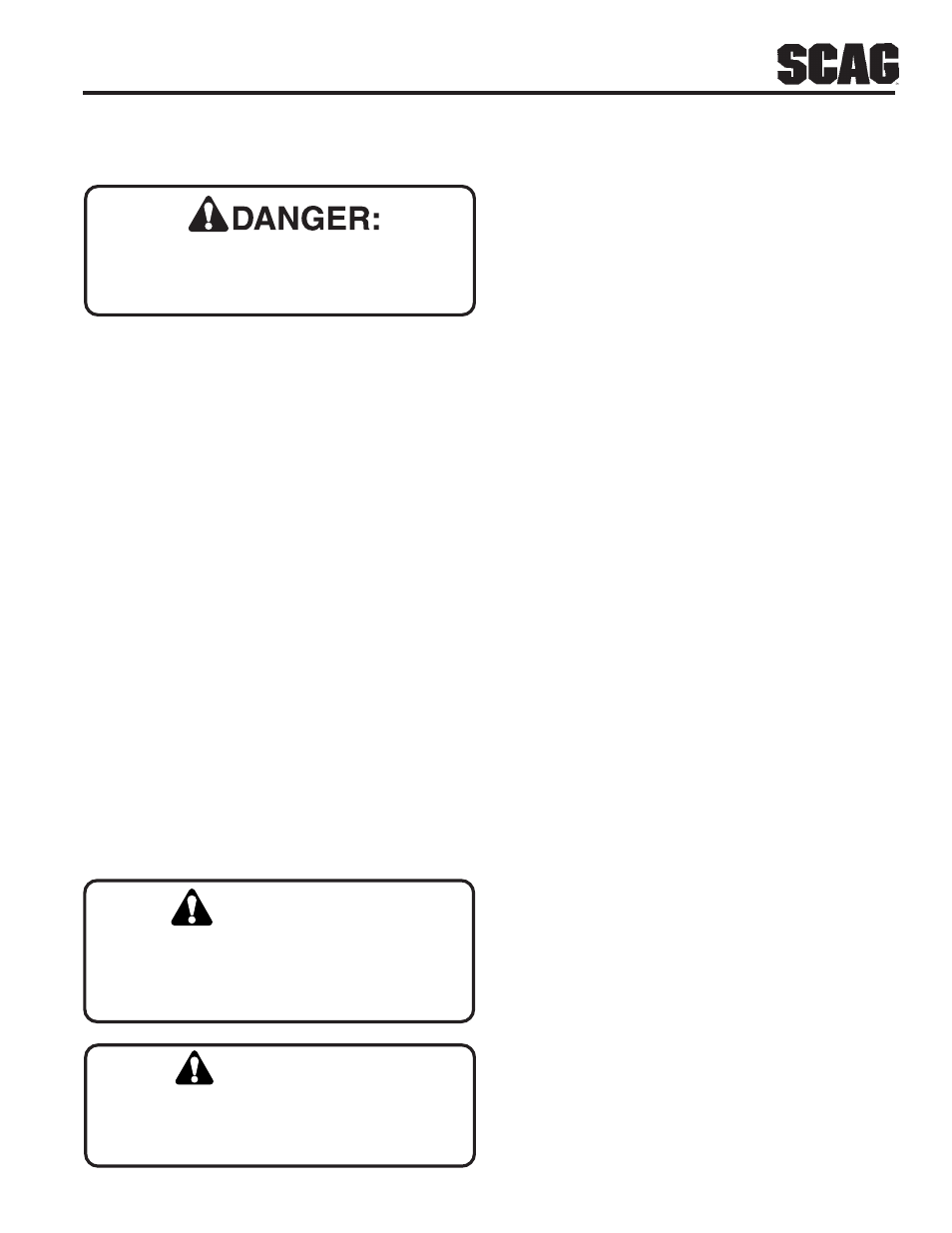 Caution, Warning | Scag Power Equipment SW User Manual | Page 11 / 70