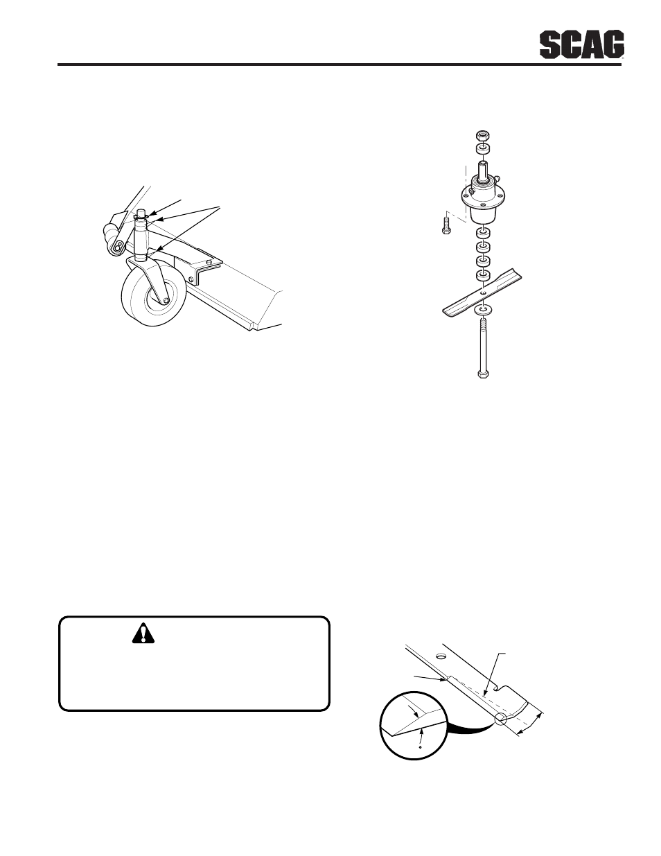 Warning, 11 blade height adjustment, Cutter blades | Scag Power Equipment SW User Manual | Page 15 / 70