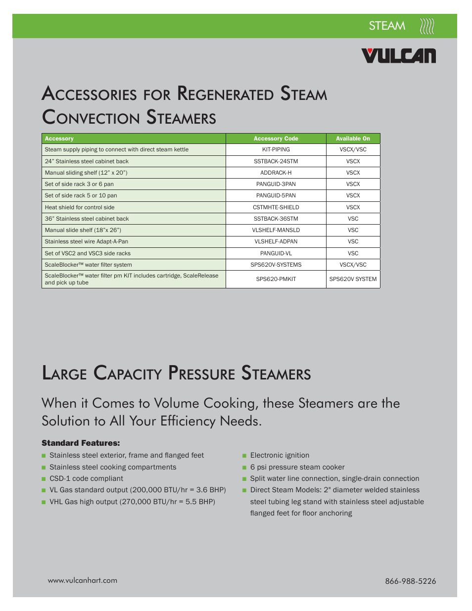 Arge, Apacity, Ressure | Teamers, Ccessories, Egenerated, Team, Onvection, Steam | Steam VPX User Manual | Page 10 / 12