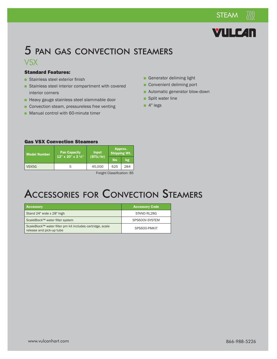 Convection, Steamers vsx, Ccessories | Onvection, Teamers, Steam | Steam VPX User Manual | Page 4 / 12