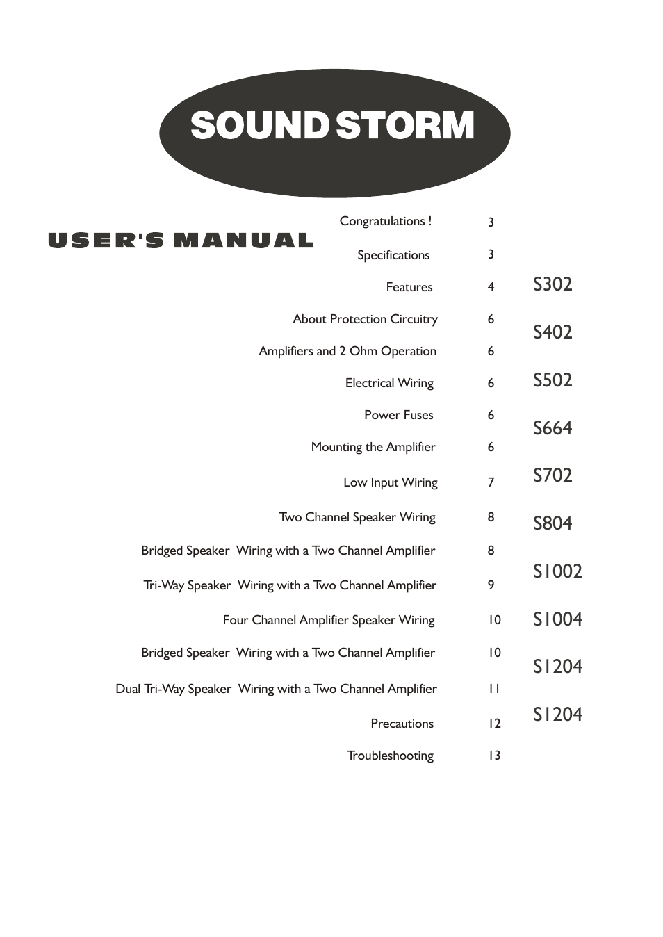Sound Storm Laboratories Amplifiers User Manual | Page 2 / 13