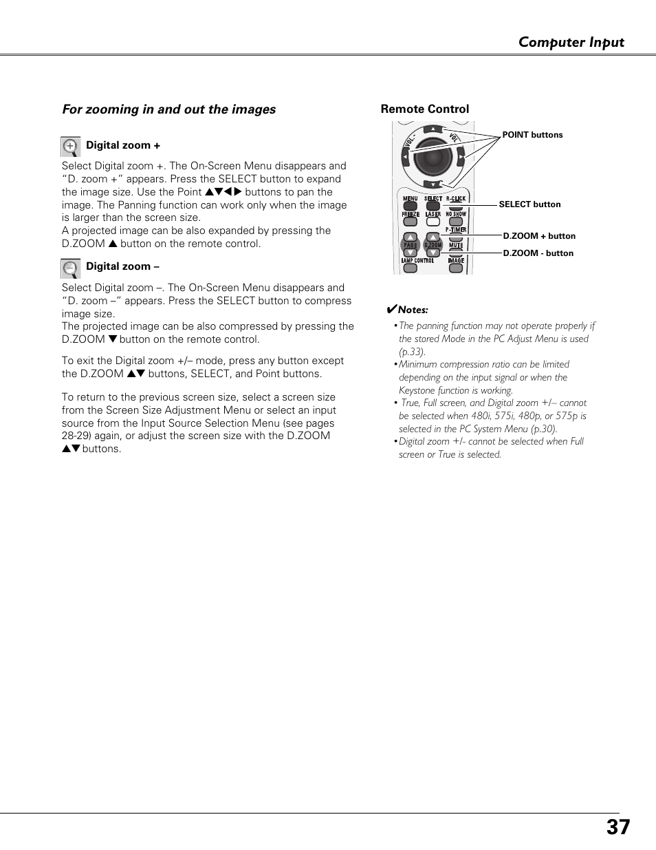 Computer input | Sound Storm Laboratories PLC-XU84 User Manual | Page 37 / 73