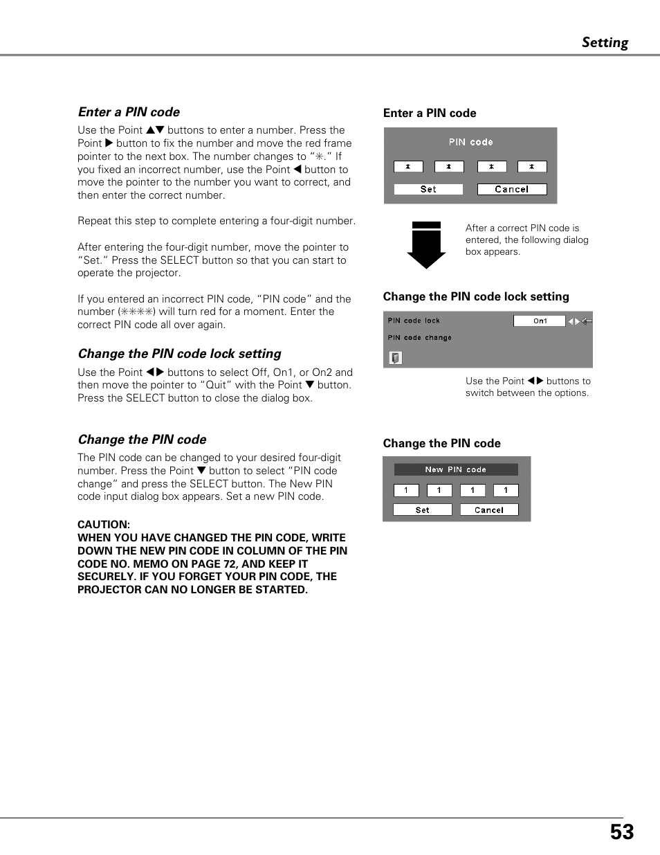Setting | Sound Storm Laboratories PLC-XU84 User Manual | Page 53 / 73