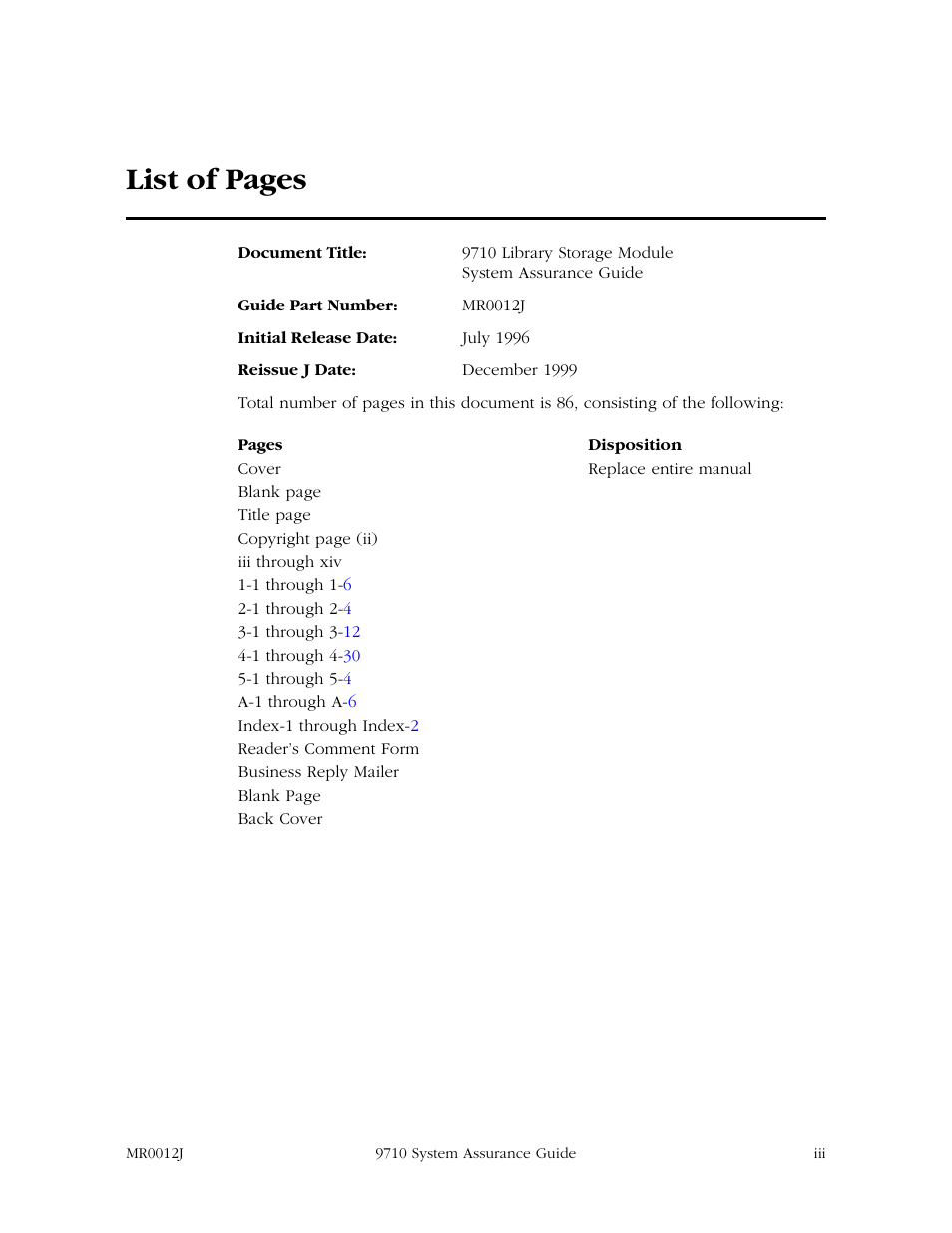 List of pages | StorageTek 9710 User Manual | Page 5 / 86