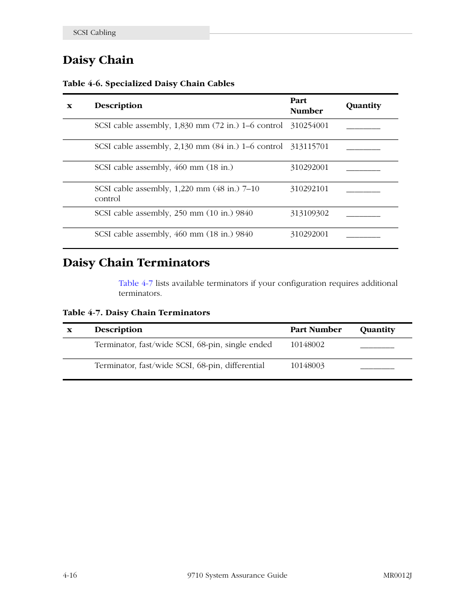 Daisy chain, Daisy chain terminators, Daisy chain -16 daisy chain terminators -16 | StorageTek 9710 User Manual | Page 56 / 86