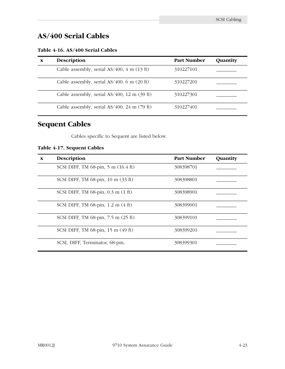 As/400 serial cables, Sequent cables, As/400 serial cables -23 sequent cables -23 | As/400 serial cables sequent cables | StorageTek 9710 User Manual | Page 63 / 86