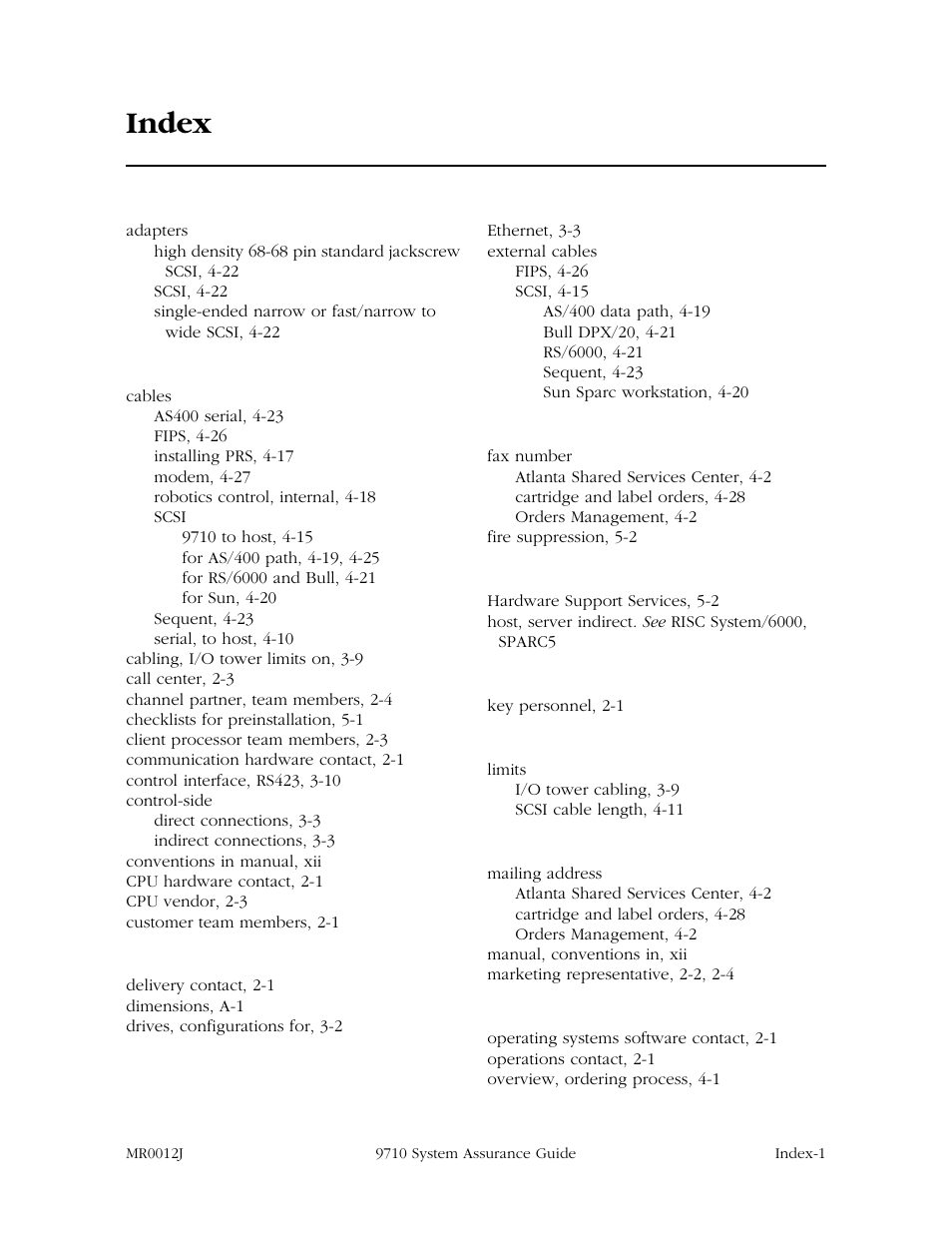 Index | StorageTek 9710 User Manual | Page 81 / 86