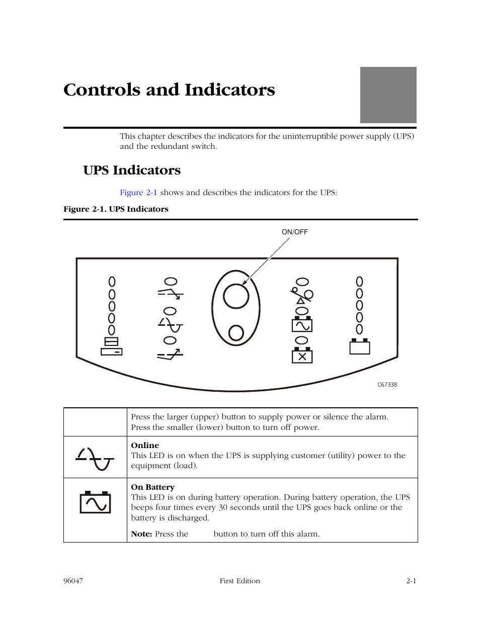 Controls and indicators, Ups indicators, Controls and indicators -1 | Ups indicators -1, Chapter 2 | StorageTek L700 User Manual | Page 19 / 56