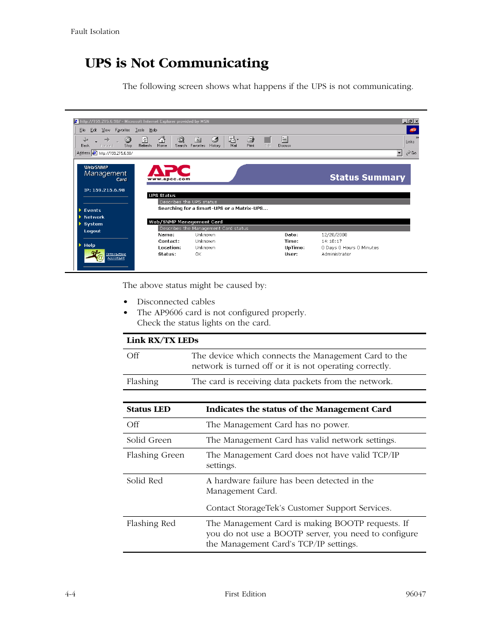 Ups is not communicating, Ups is not communicating -4 | StorageTek L700 User Manual | Page 34 / 56