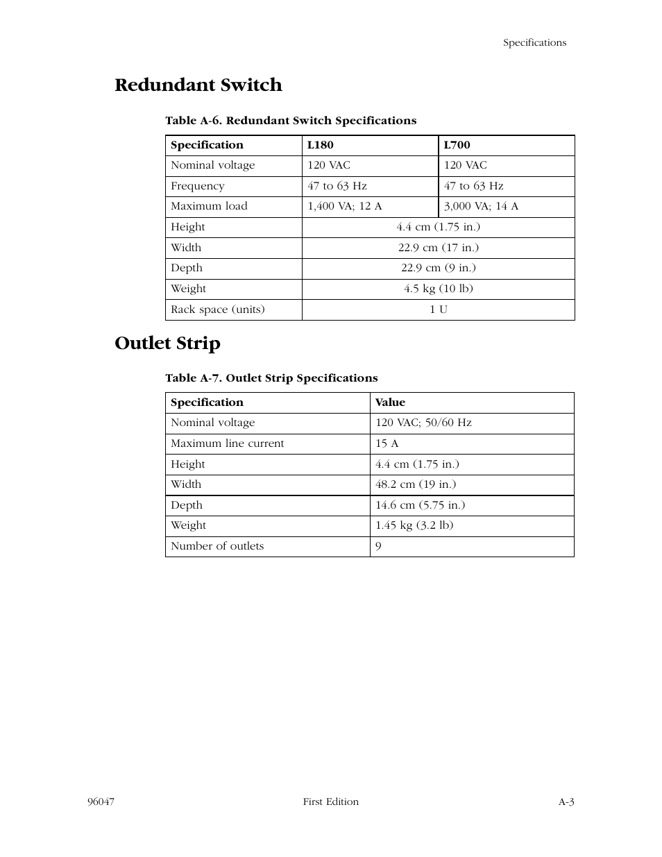 Redundant switch, Outlet strip | StorageTek L700 User Manual | Page 45 / 56