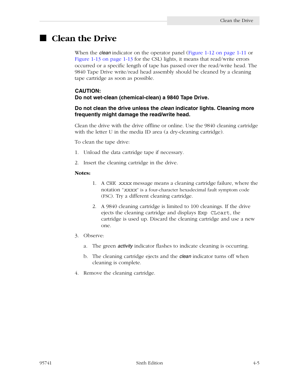 Clean the drive | StorageTek 9840 User Manual | Page 109 / 250