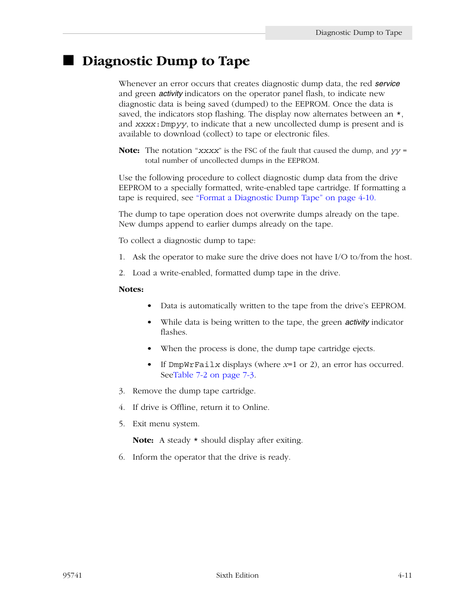 Diagnostic dump to tape | StorageTek 9840 User Manual | Page 115 / 250