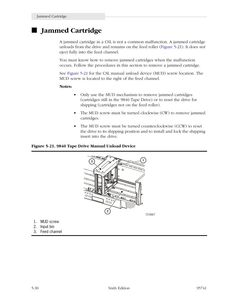 Jammed cartridge, Jammed cartridge -30, R to | StorageTek 9840 User Manual | Page 146 / 250