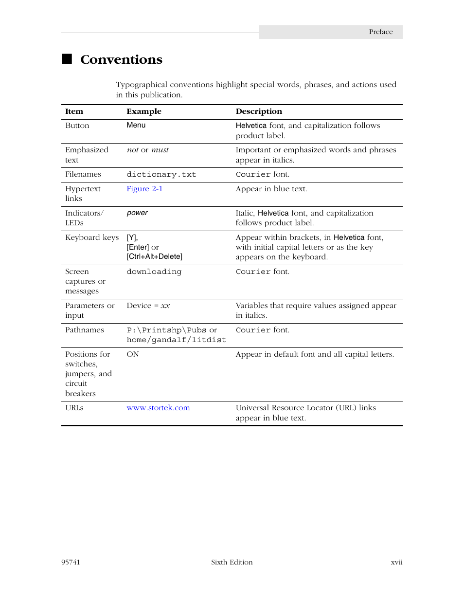 Conventions | StorageTek 9840 User Manual | Page 19 / 250