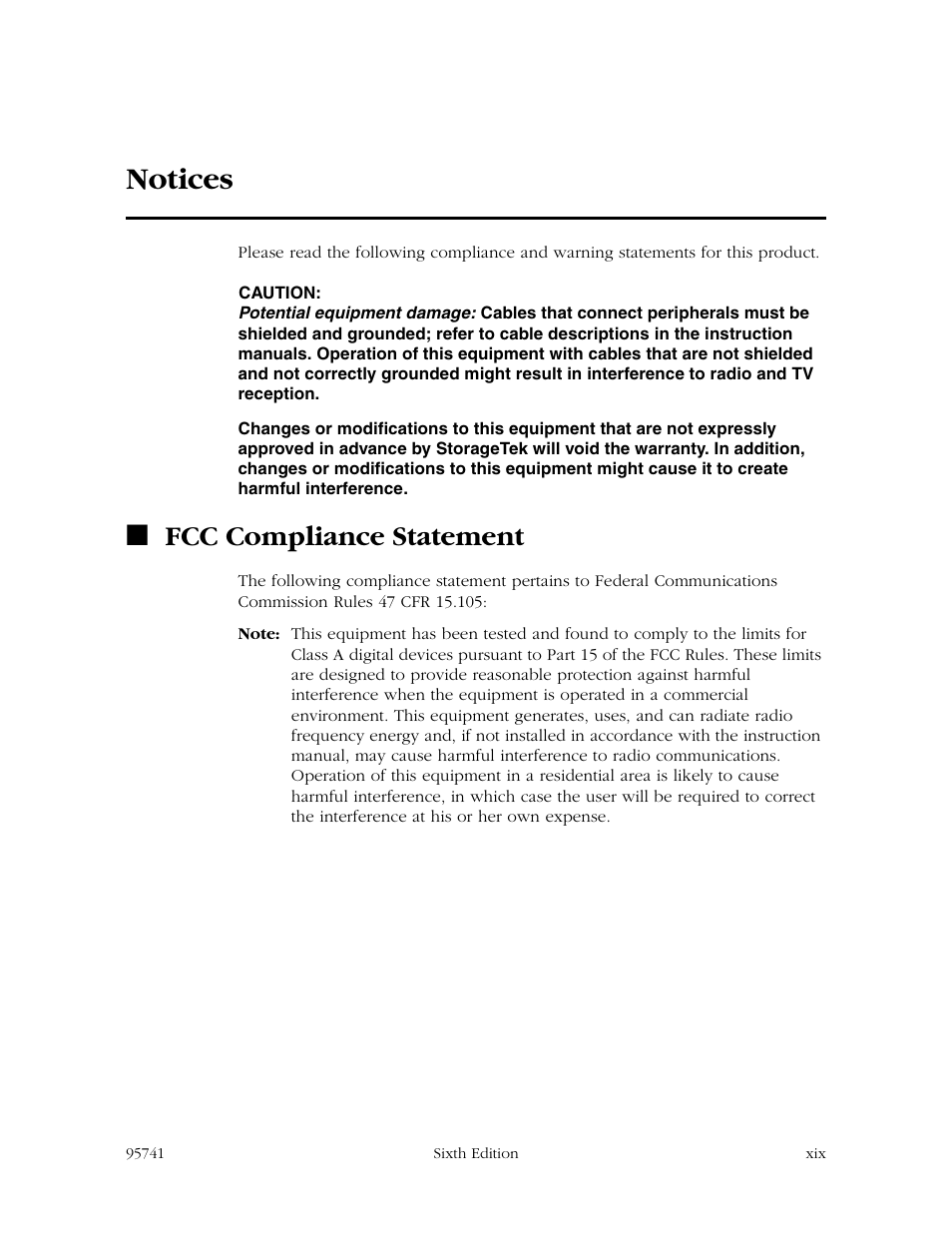 Notices, Fcc compliance statement | StorageTek 9840 User Manual | Page 21 / 250