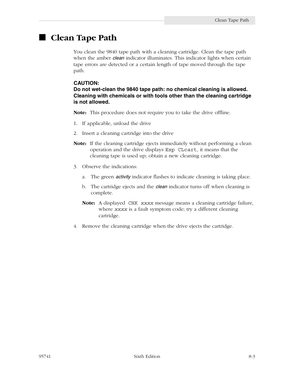 Clean tape path, Clean tape path -3 | StorageTek 9840 User Manual | Page 211 / 250