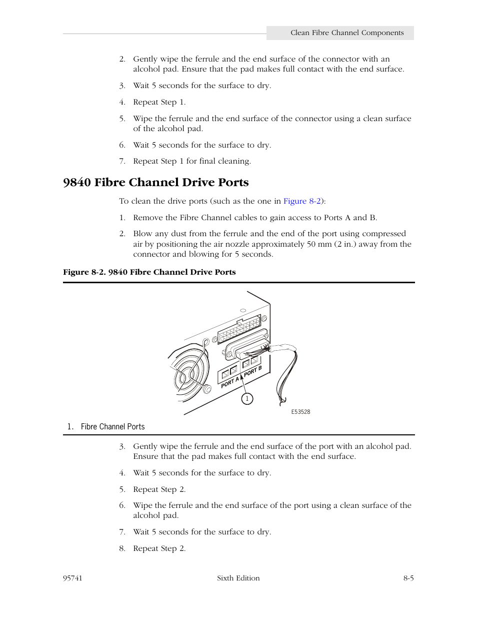 9840 fibre channel drive ports, 9840 fibre channel drive ports -5, Figure 8-2. 9840 fibre channel drive ports -5 | StorageTek 9840 User Manual | Page 213 / 250