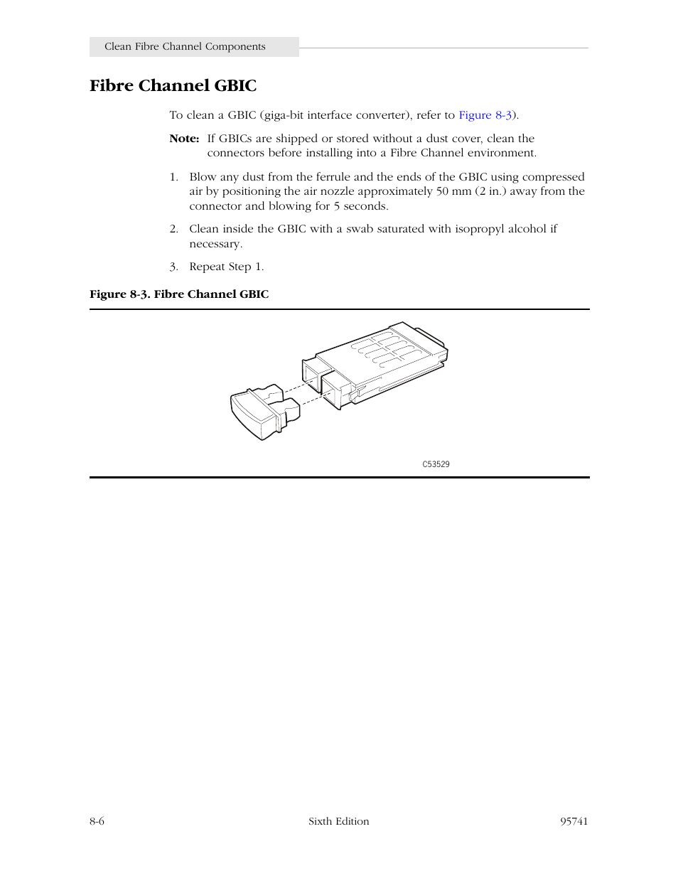 Fibre channel gbic, Fibre channel gbic -6, Figure 8-3. fibre channel gbic -6 | StorageTek 9840 User Manual | Page 214 / 250