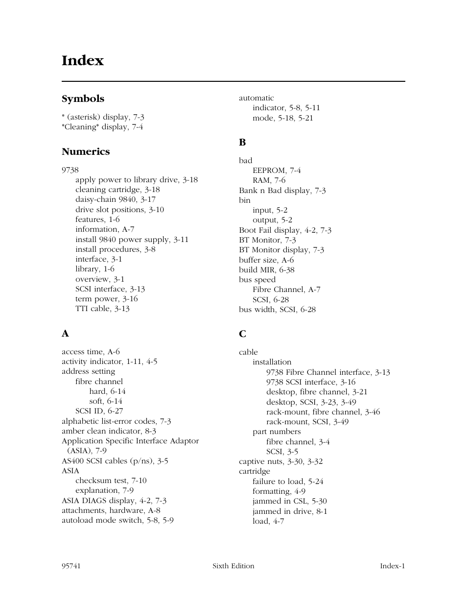 Index | StorageTek 9840 User Manual | Page 231 / 250