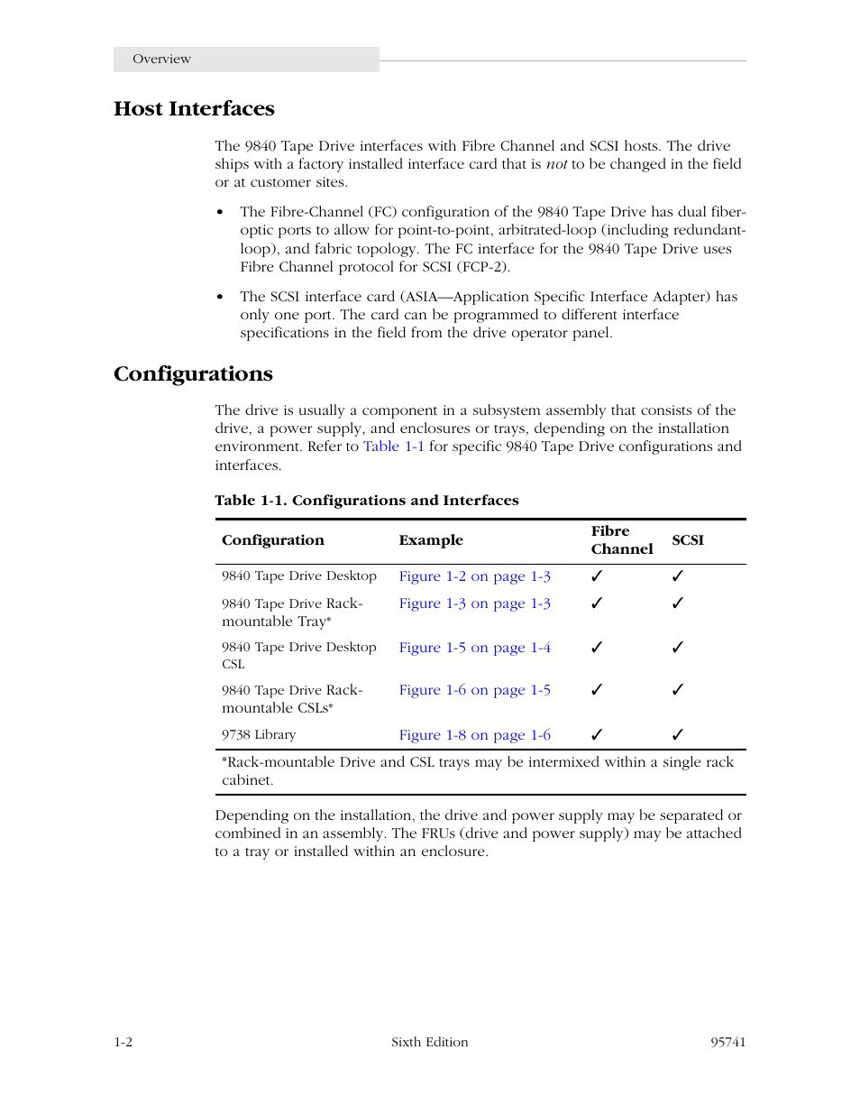 Host interfaces, Configurations | StorageTek 9840 User Manual | Page 26 / 250