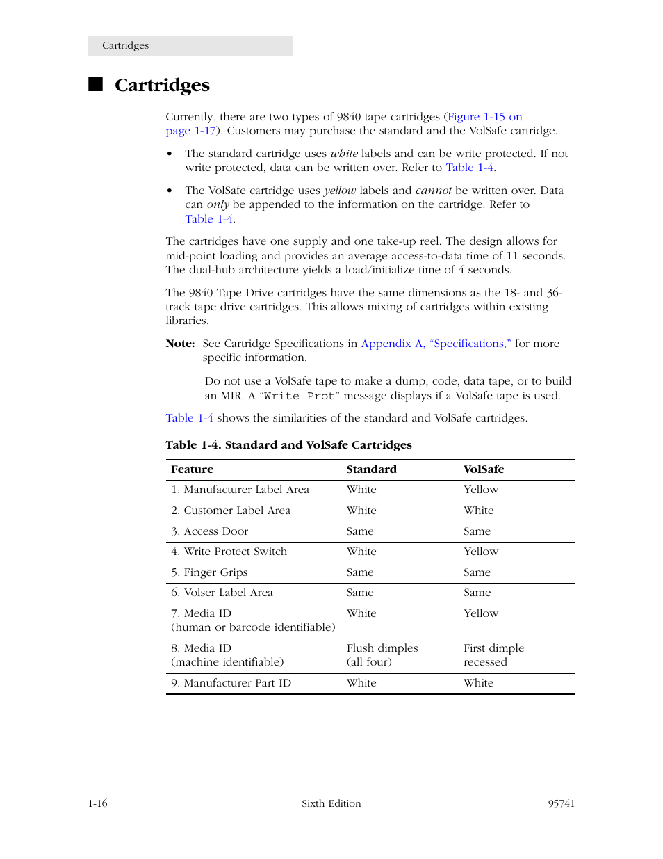 Cartridges | StorageTek 9840 User Manual | Page 40 / 250