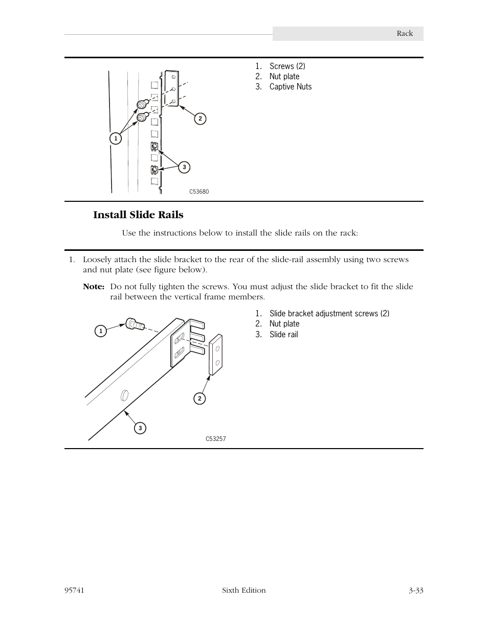 Install slide rails, Install slide rails -33 | StorageTek 9840 User Manual | Page 83 / 250
