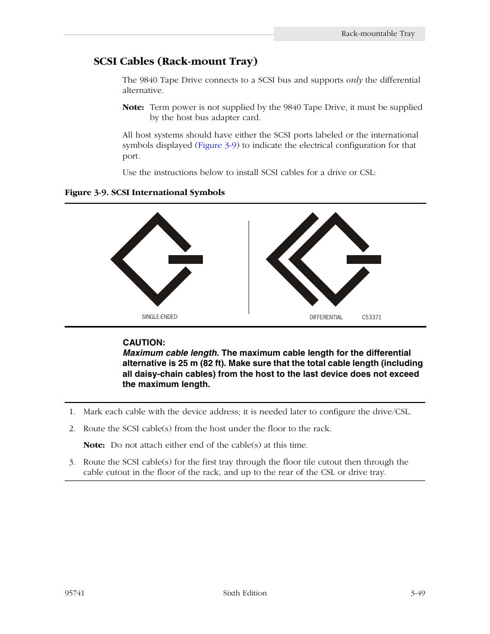 Scsi cables (rack-mount tray), Scsi cables (rack-mount tray) -49, Figure 3-9. scsi international symbols -49 | StorageTek 9840 User Manual | Page 99 / 250