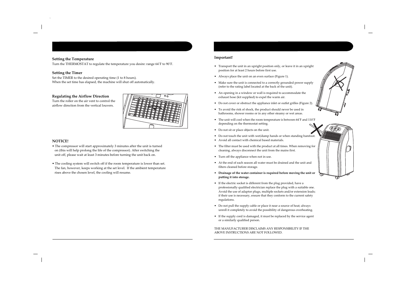 Operation ñ mechanical models before use | Sunpentown Intl WA-1230E User Manual | Page 3 / 9