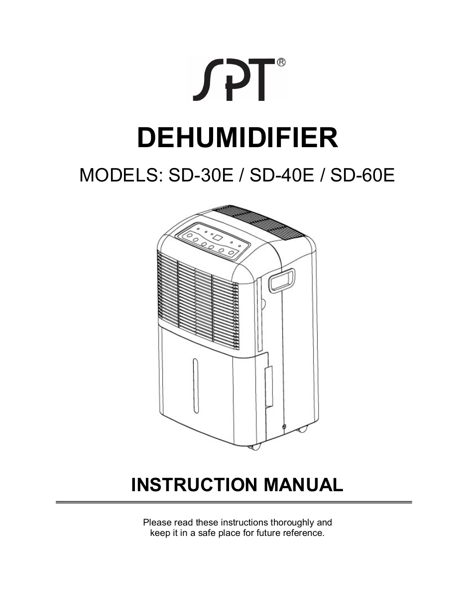 Sunpentown Intl DEHUMIDIFIER SD 30E User Manual | 10 pages