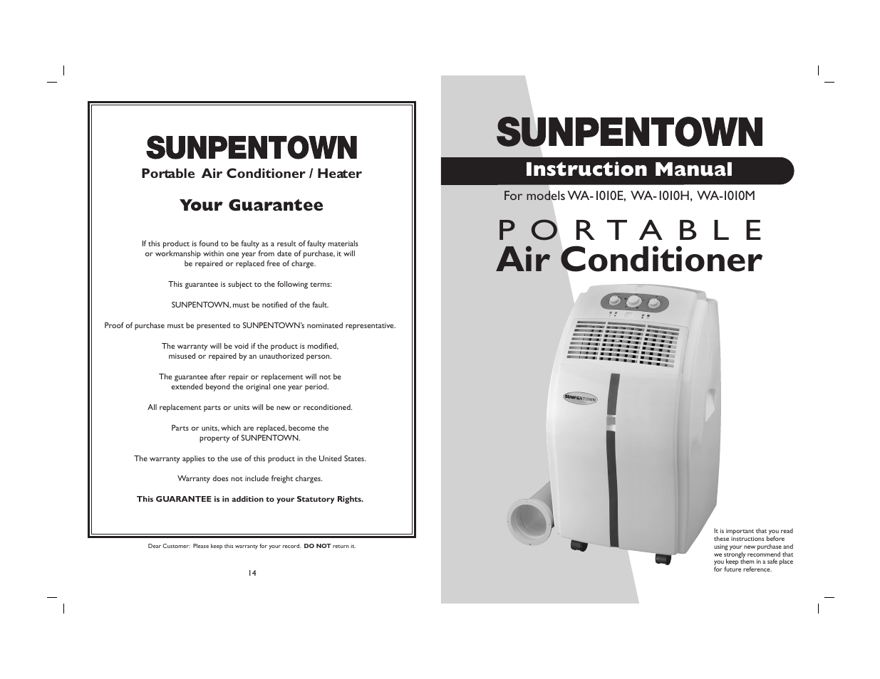 Sunpentown Intl WA-1010H User Manual | 8 pages