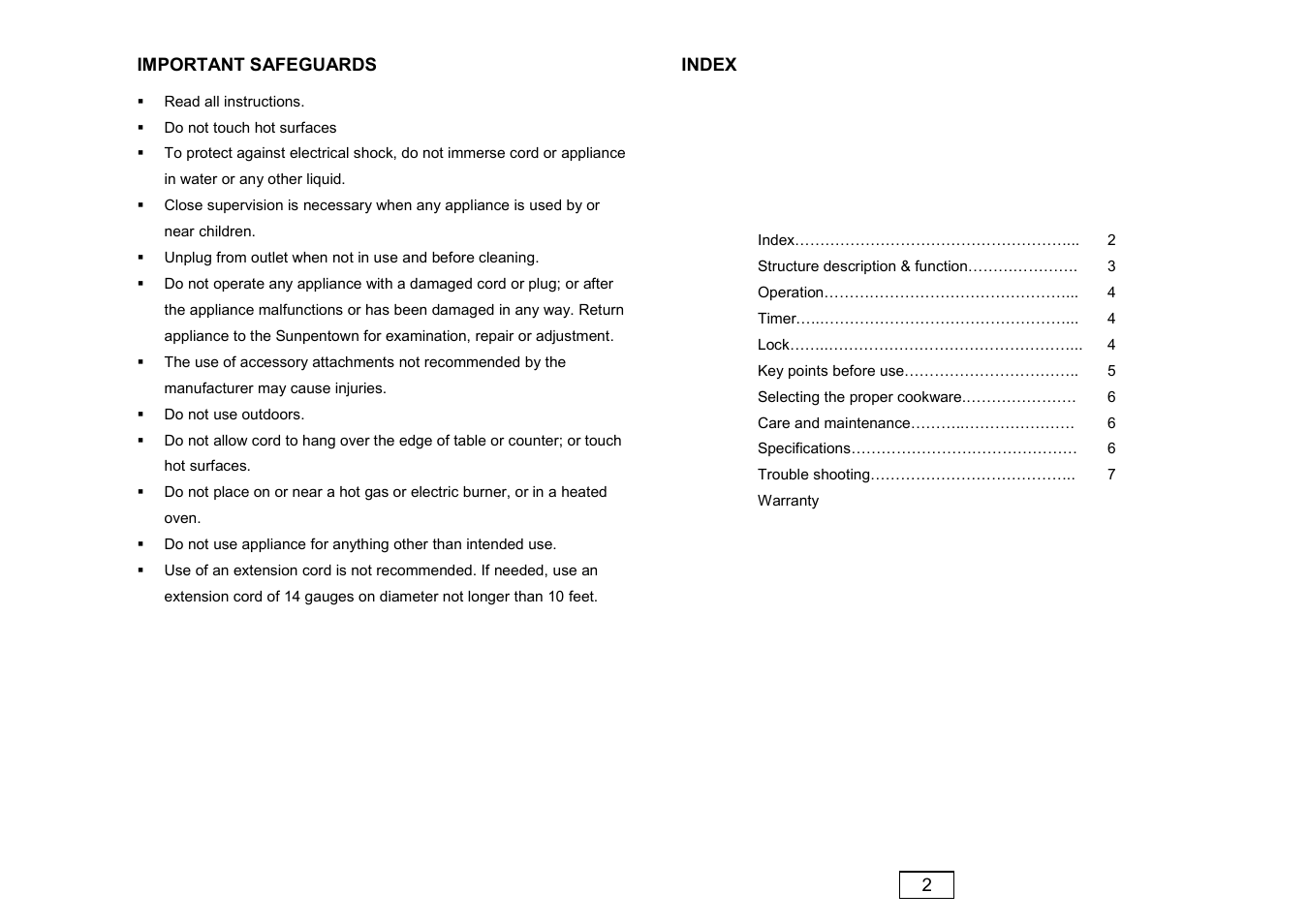 Sunpentown Intl MICRO-COMPUTER RR-9215 User Manual | Page 2 / 5