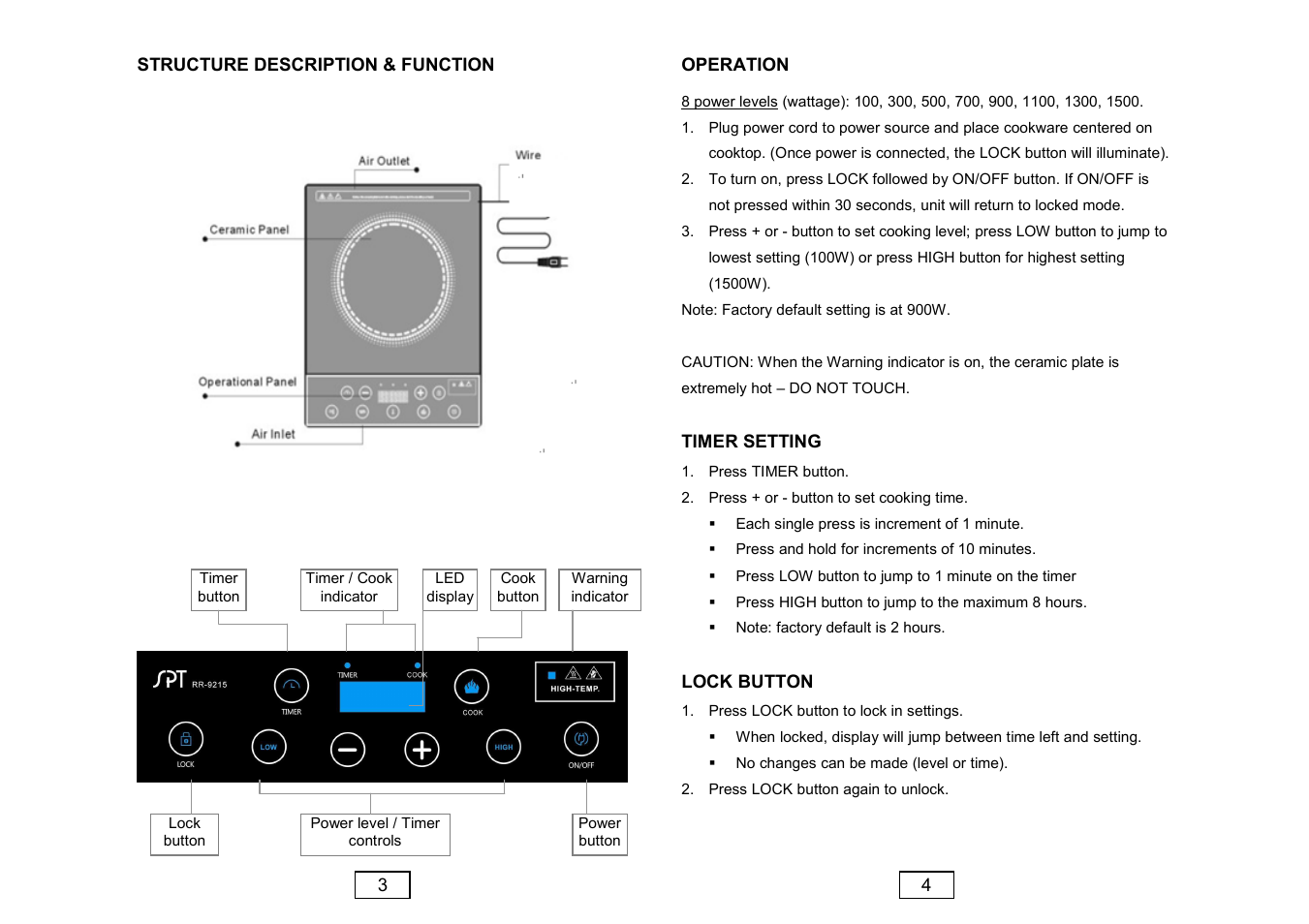 Sunpentown Intl MICRO-COMPUTER RR-9215 User Manual | Page 3 / 5