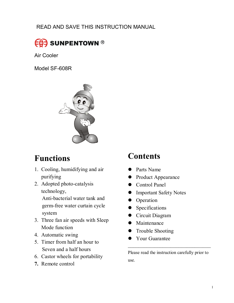 Sunpentown Intl sf 608r User Manual | 5 pages