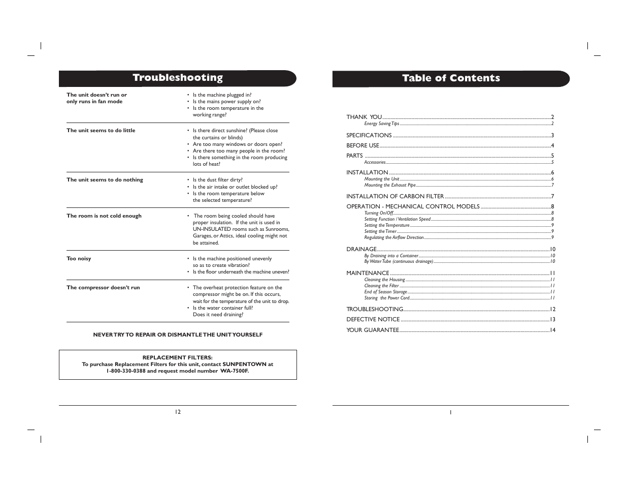 Sunpentown Intl WA-7500M User Manual | Page 2 / 8