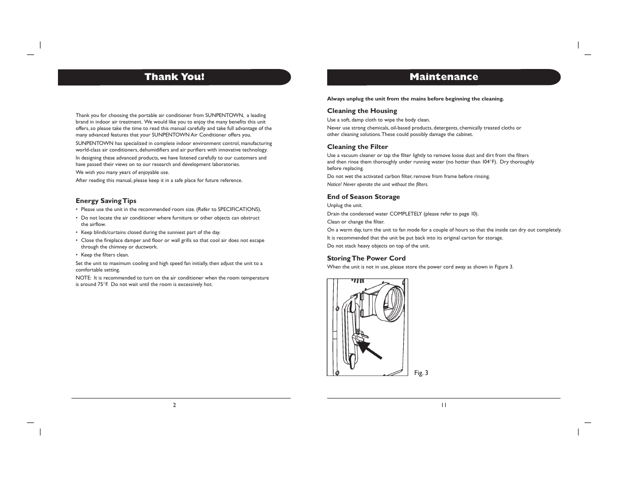 Maintenance | Sunpentown Intl WA-7500M User Manual | Page 7 / 8