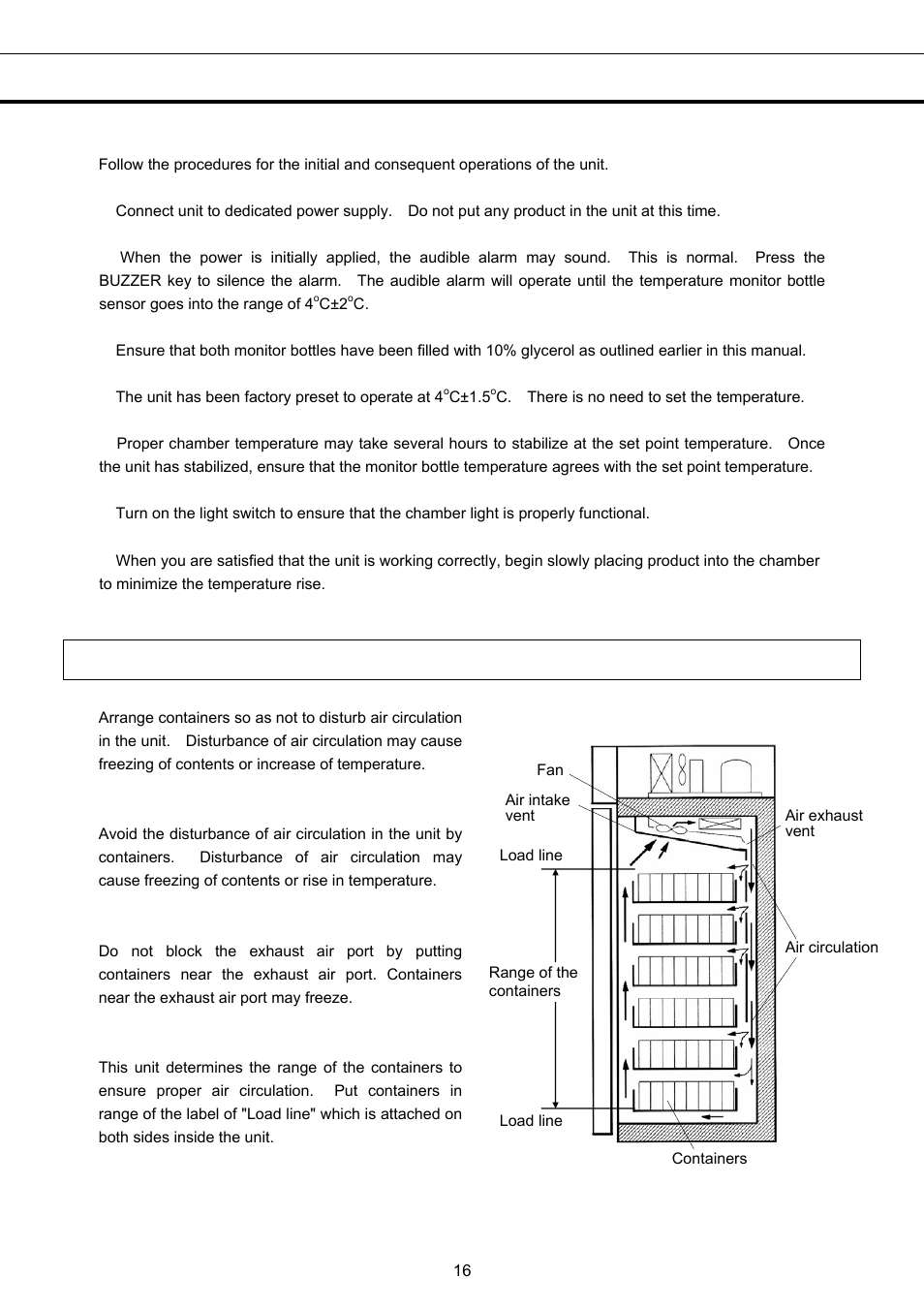 Start-up of unit, Handling of containers | Sanyo MBR-1404GR User Manual | Page 17 / 26