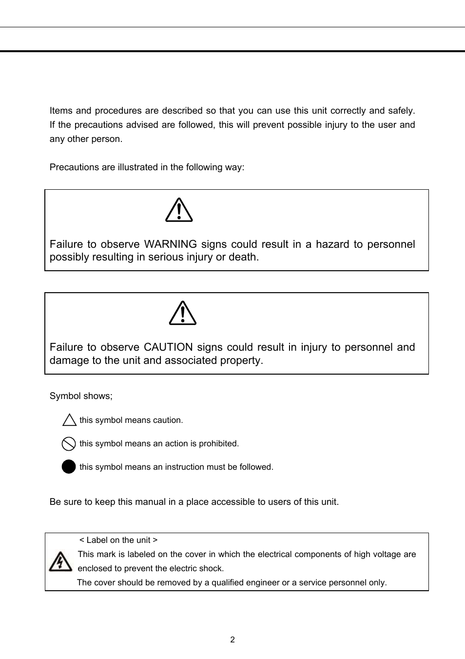 Warning, Caution, Precautions for safe operation | Sanyo MBR-1404GR User Manual | Page 3 / 26