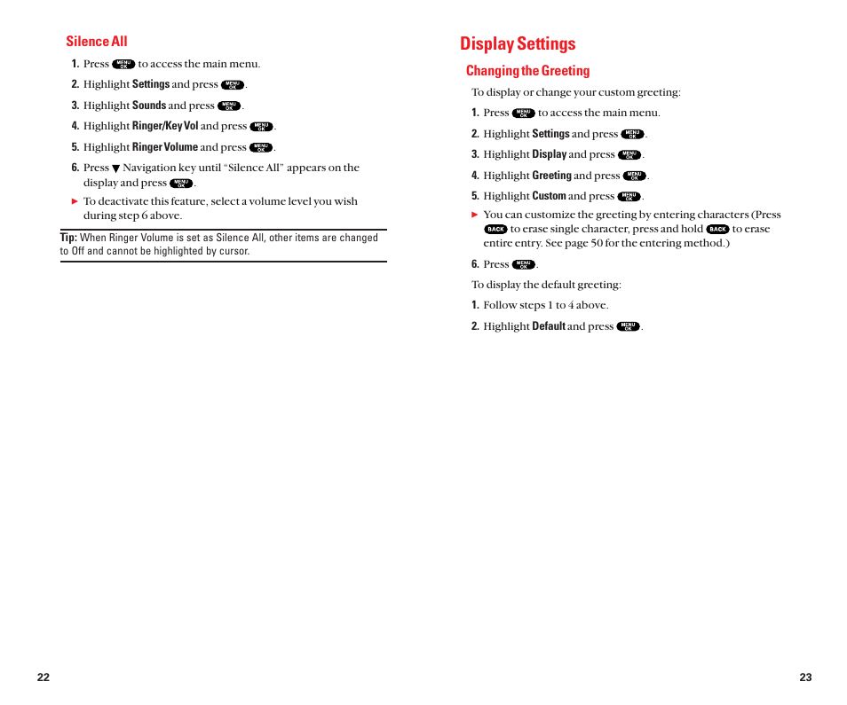 Display settings | Sanyo Scp 8100 User Manual | Page 16 / 71