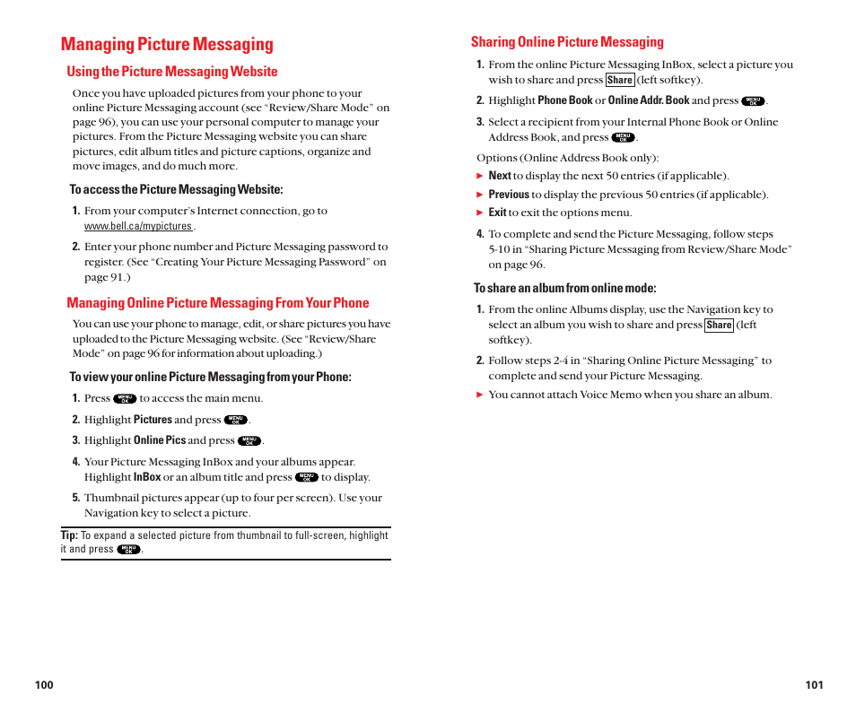 Managing picture messaging | Sanyo Scp 8100 User Manual | Page 55 / 71