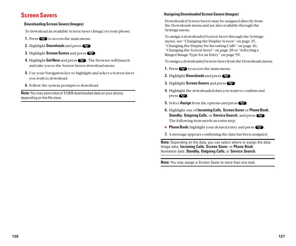 Screen savers | Sanyo Scp 8100 User Manual | Page 68 / 71