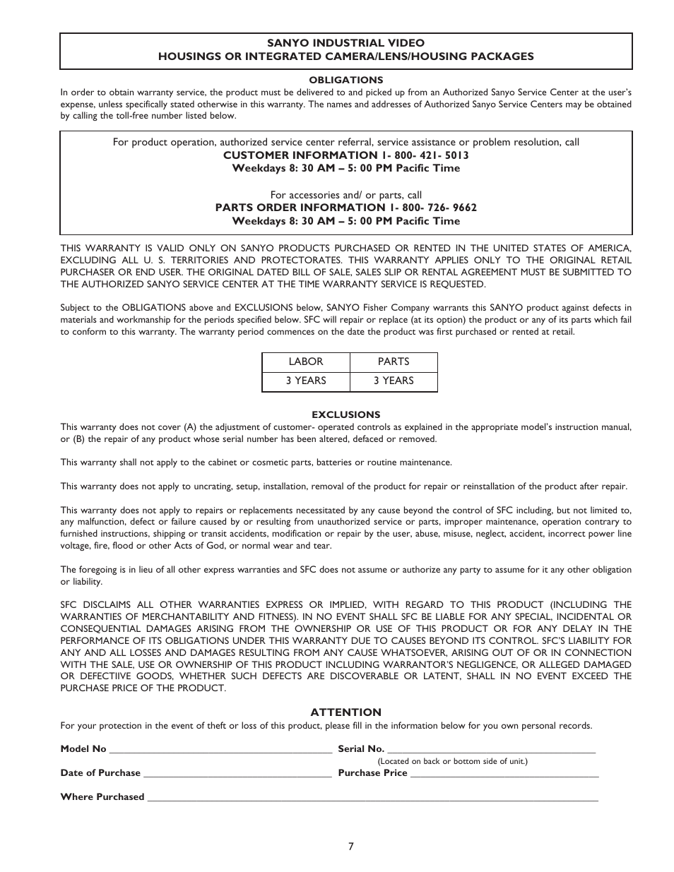 Sanyo Camera Lens User Manual | Page 7 / 8