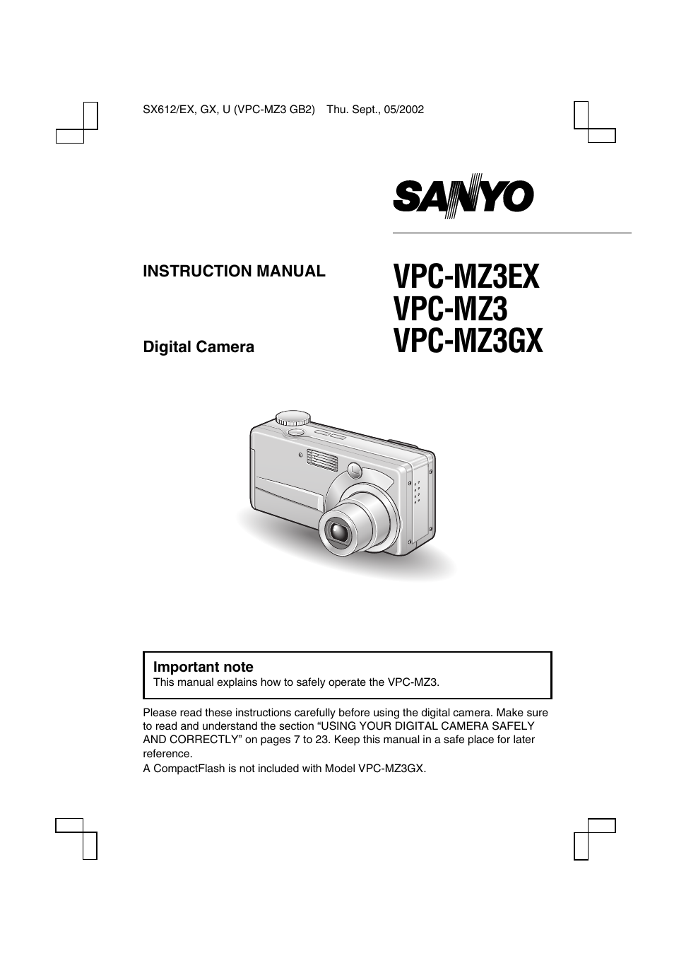 Sanyo VPC-MZ3 User Manual | 218 pages