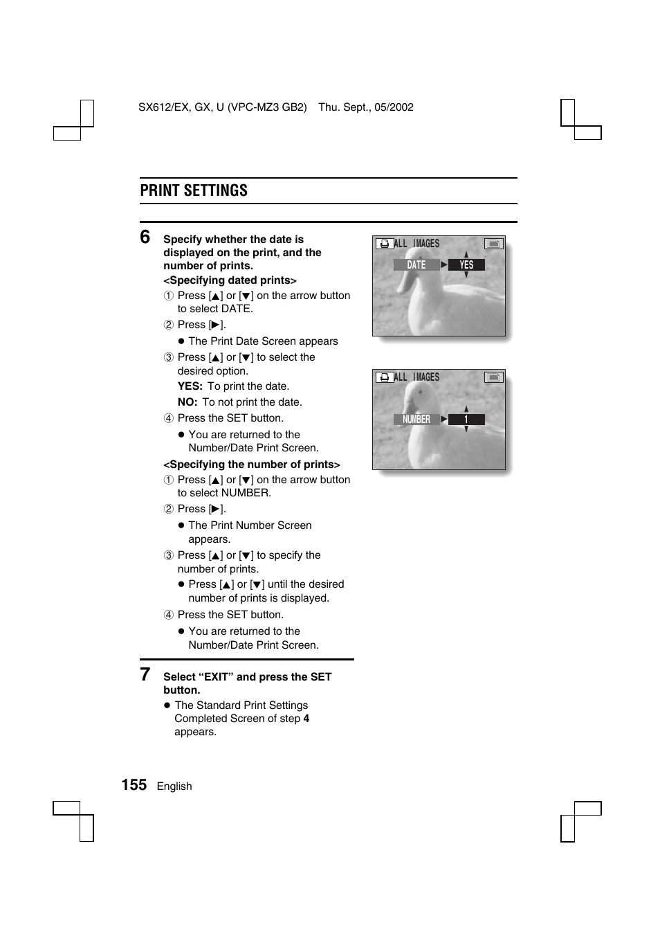 Print settings | Sanyo VPC-MZ3 User Manual | Page 158 / 218