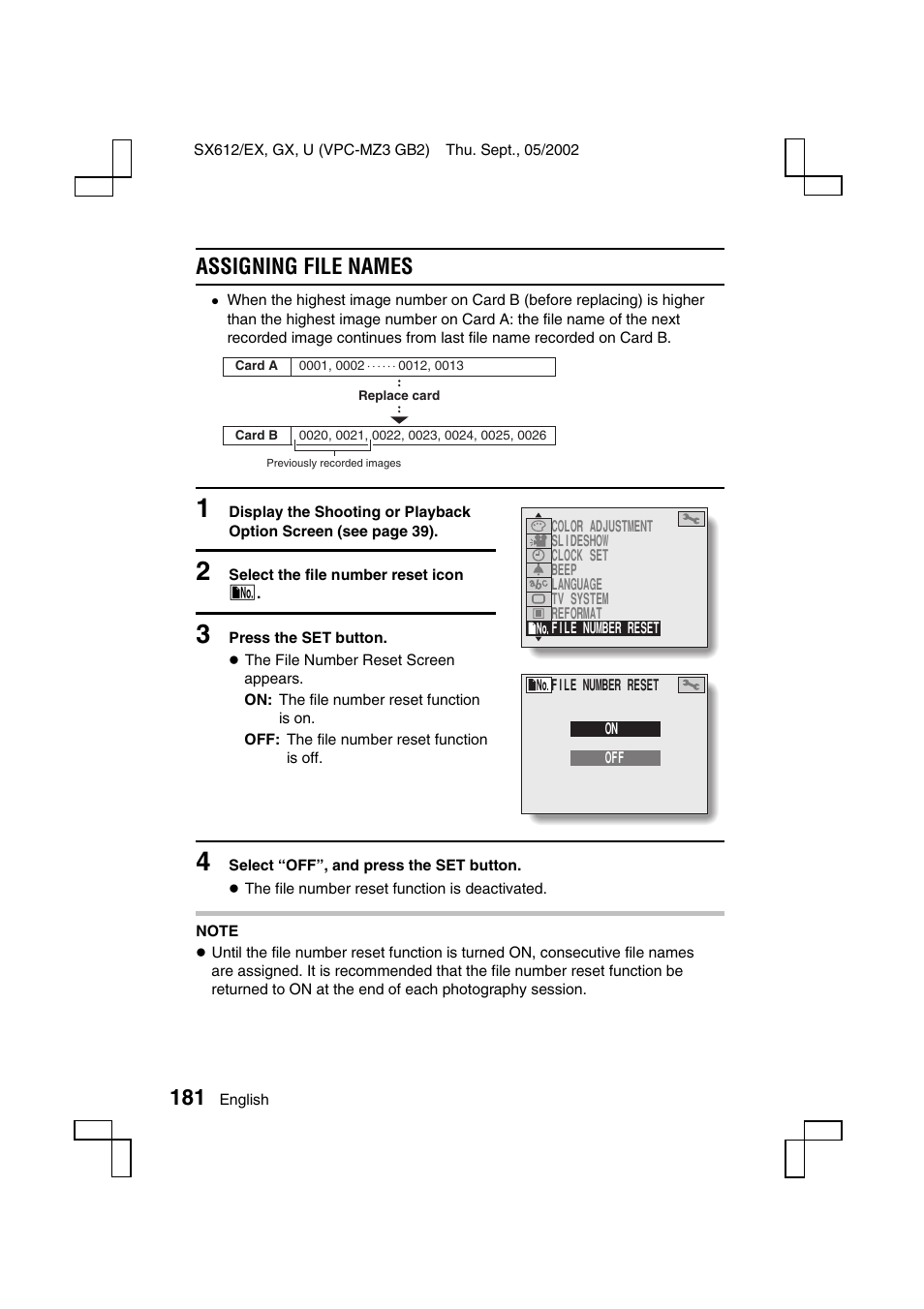 Assigning file names | Sanyo VPC-MZ3 User Manual | Page 184 / 218