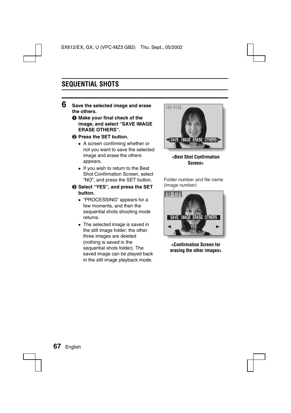 Sequential shots | Sanyo VPC-MZ3 User Manual | Page 70 / 218