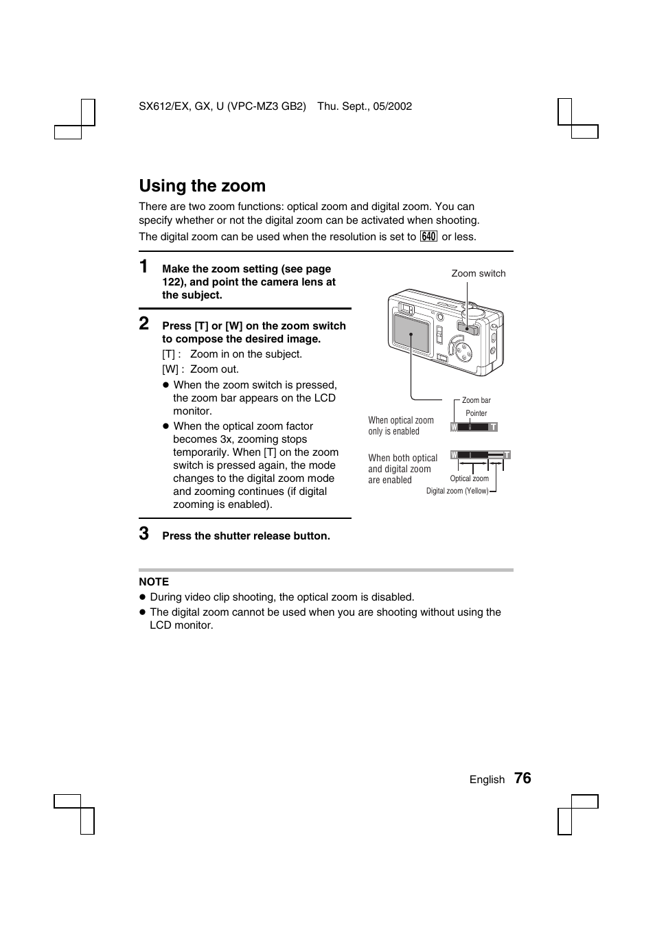 Using the zoom | Sanyo VPC-MZ3 User Manual | Page 79 / 218