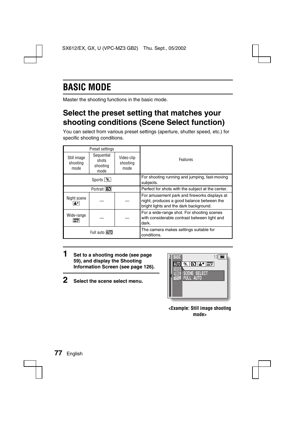 Basic mode | Sanyo VPC-MZ3 User Manual | Page 80 / 218