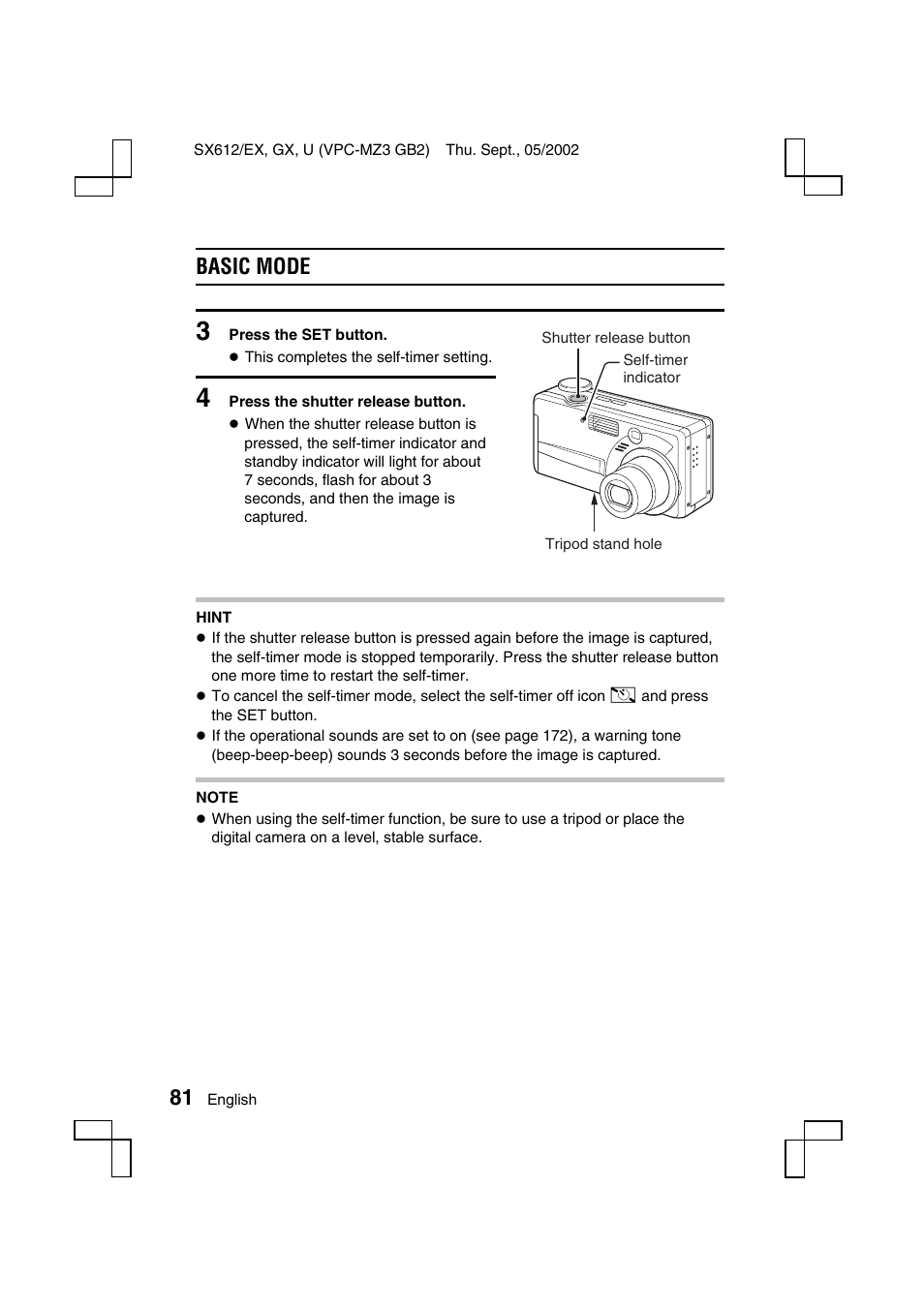 Basic mode | Sanyo VPC-MZ3 User Manual | Page 84 / 218
