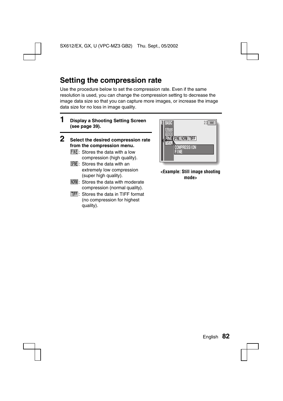 Setting the compression rate | Sanyo VPC-MZ3 User Manual | Page 85 / 218