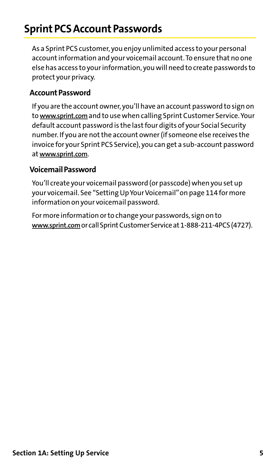 Sprint pcs account passwords | Sanyo SCP-200 User Manual | Page 11 / 182